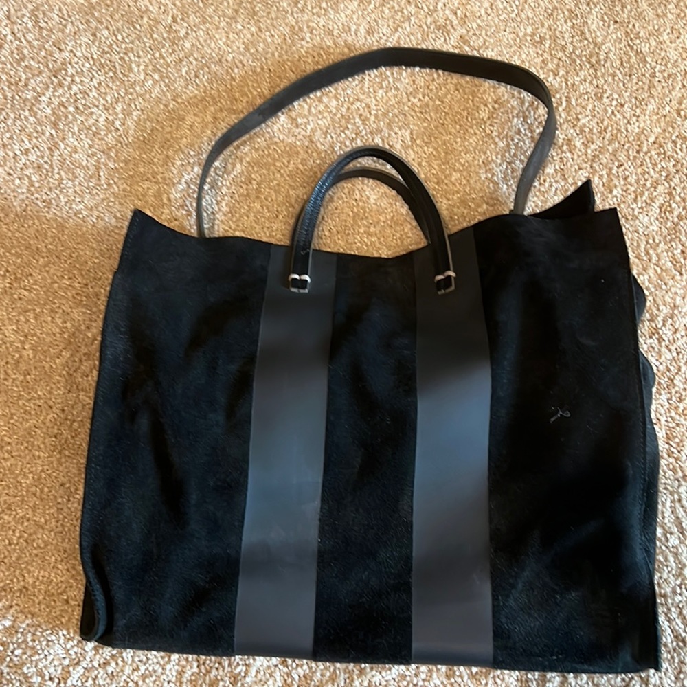 Clare V Black w/racing stripes simple tote